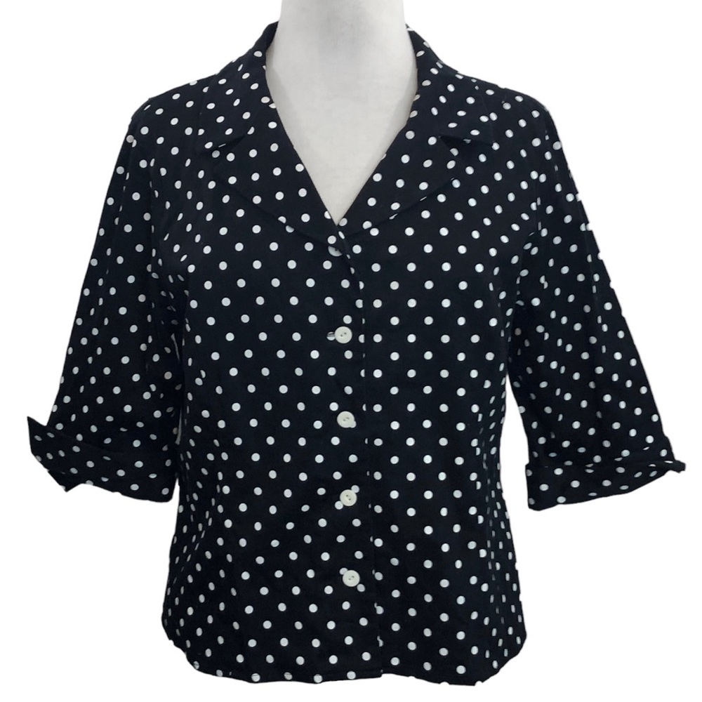 Pendleton Polka Dot Black White Button Down Blaze… - image 1